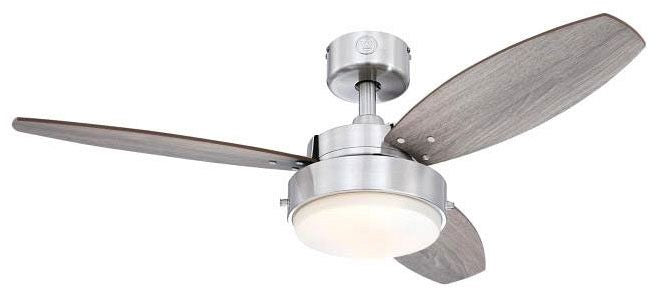 Westinghouse 42-inch ceiling fan, brushed nickel, with opal glass