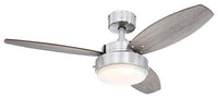 Westinghouse 42-inch ceiling fan, brushed nickel, with opal glass