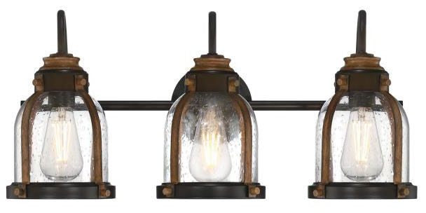 Westinghouse 3-light wall sconce, barnwood, with clear glass