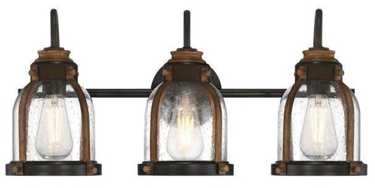 Westinghouse 3-light wall sconce, barnwood, with clear glass