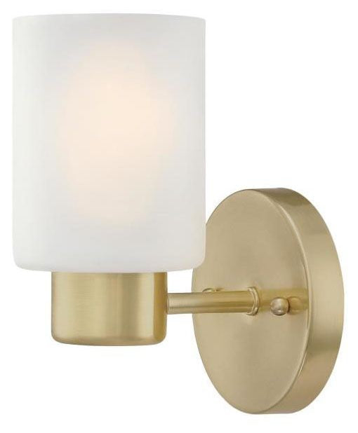 Westinghouse 1-light wall sconce, champagne brass, with frosted glass