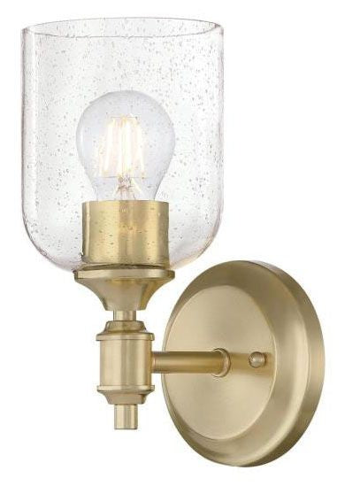 Westinghouse 1-light wall sconce, champagne brass, with clear seeded glass