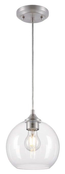 Westinghouse 1-light pendant light, brushed nickel, with clear glass