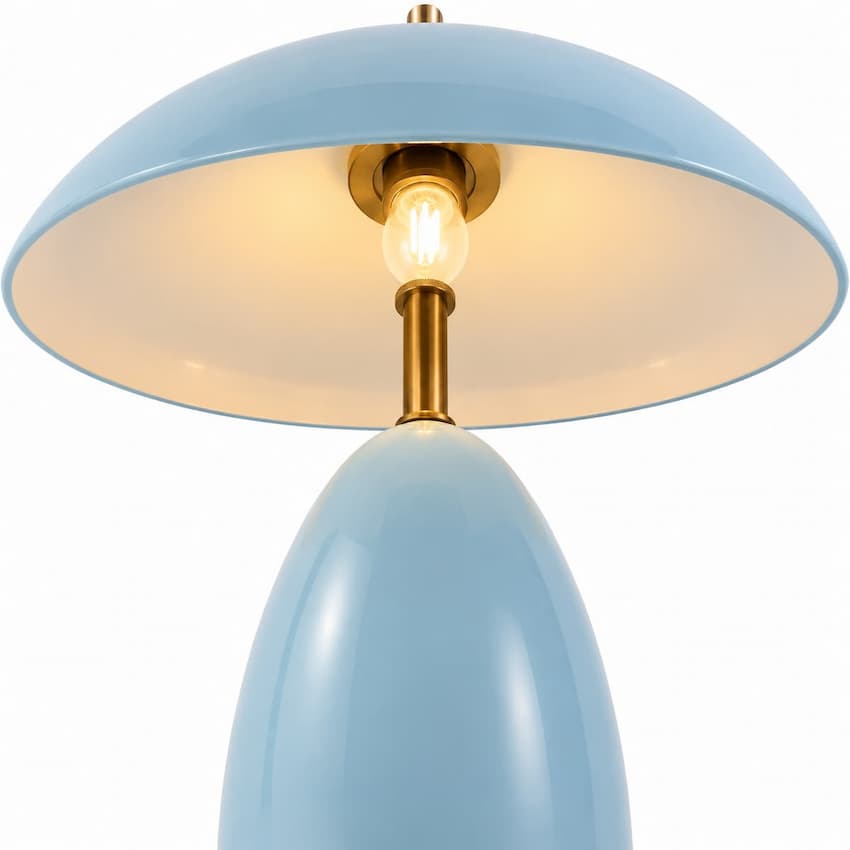 Alora Mood Poppy Collection TL437012CER Table Lamp with Cerulean Aluminum and Steel Construction, Integrated 8W LED and 3000K Warm White Light