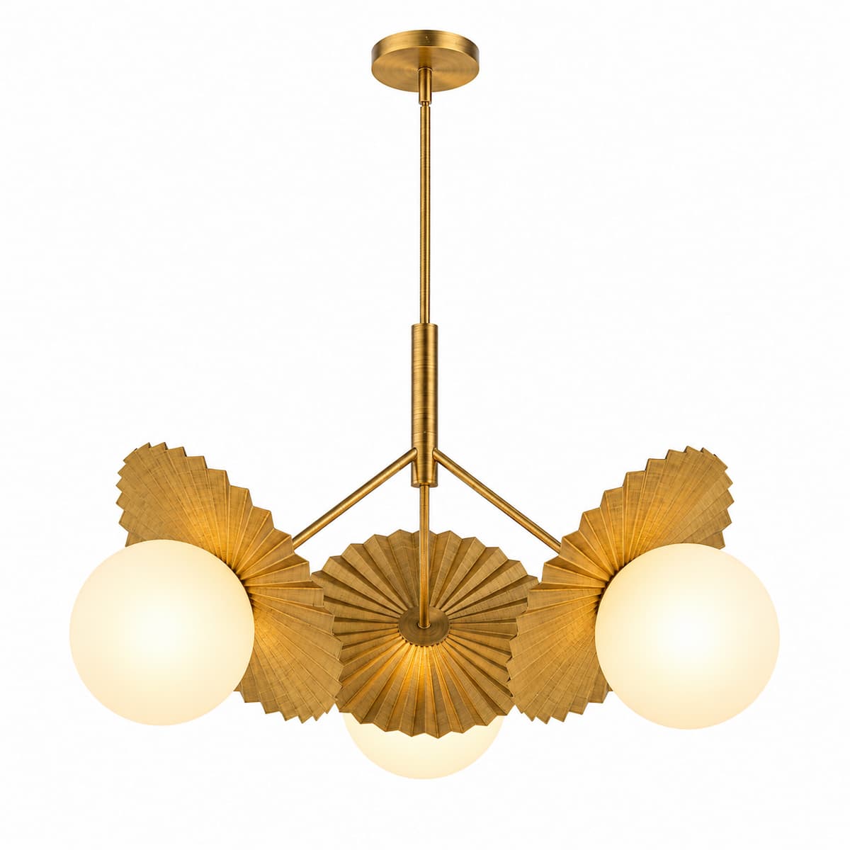 Alora Mood CH501334BGOP Plume 34-Inch Chandelier in Brushed Gold Finish with Steel and Glass Construction