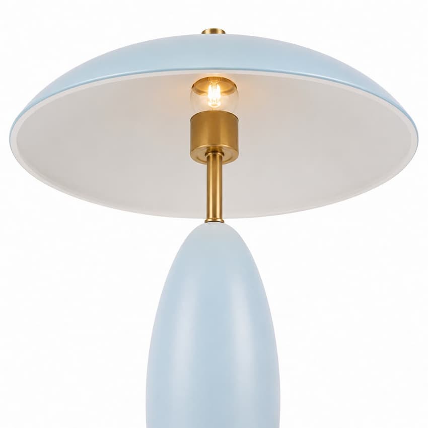 Alora Mood Poppy Collection TL437409CER Rechargeable Table Lamp with Cerulean Aluminum and Steel Construction, Integrated 3W LED and 3000K Warm White Light