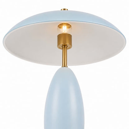 Alora Mood Poppy Collection TL437409CER Rechargeable Table Lamp with Cerulean Aluminum and Steel Construction, Integrated 3W LED and 3000K Warm White Light
