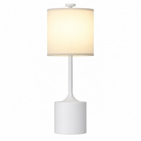 Alora Mood Issa TL418726WHIL 26-Inch Table Lamp in White with Ivory Linen Shade and Steel Construction