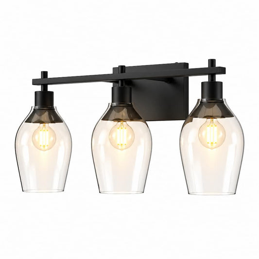 Alora Mood Kingsley VL538322AGCL 22-Inch 3-Light Vanity Light in Aged Gold with Clear Glass Shades