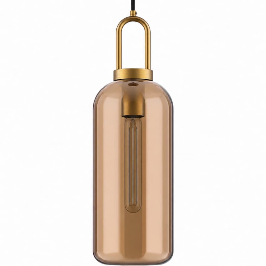 Alora Mood PD401606AGCP Soji Japandi Pendant Ceiling Light with Aged Gold Finish, Copper Glass Shade and Japanese Lantern-Inspired Design