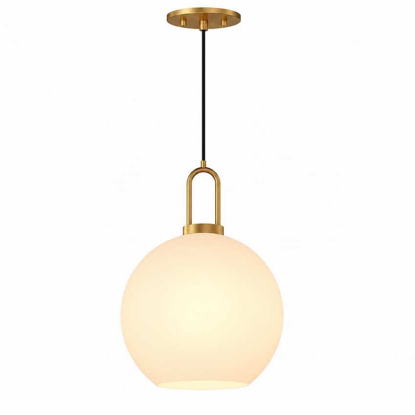 Alora Mood Soji PD601710AGOP 10-Inch Pendant Light in Aged Gold Finish with Matte Opal Glass Globe