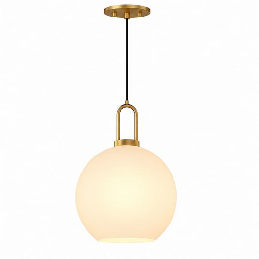 Alora Mood Soji PD601710AGOP 10-Inch Pendant Light in Aged Gold Finish with Matte Opal Glass Globe
