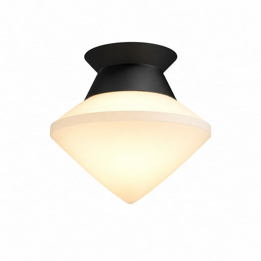 Alora Mood Nora FM537508MBOP 8-Inch Flush Mount in Matte Black with Matte Opal Glass Shade