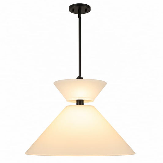 Alora Mood Chapelle PD543022MBWL 22-Inch Pendant Light in Matte Black with White Linen Shade