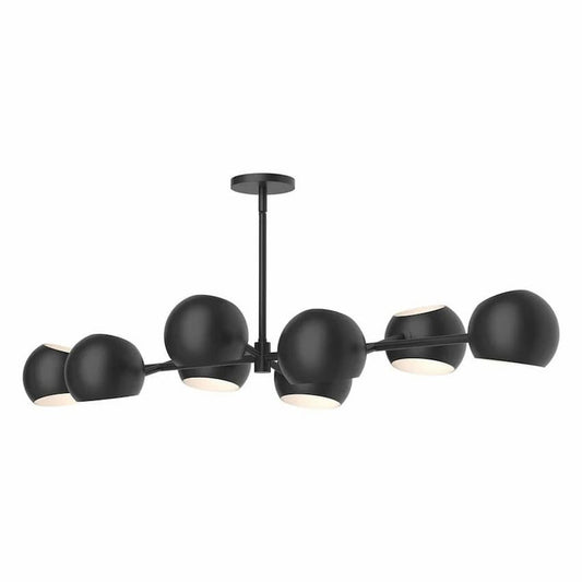 Alora Mood LP648348MB Willow 48-Inch 8-Light Linear Pendant in Matte Black Finish with Steel Shades