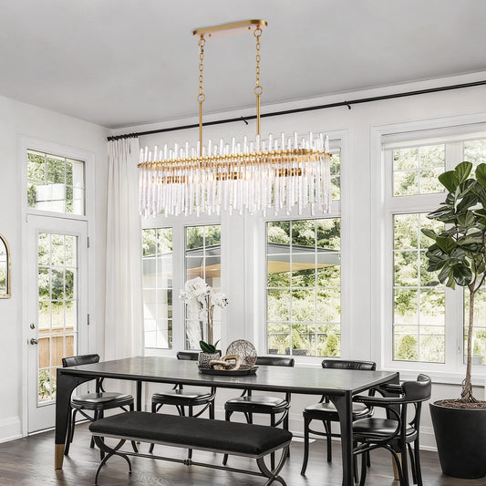 Arabela Icicles satin brass linear chandelier 85099-6