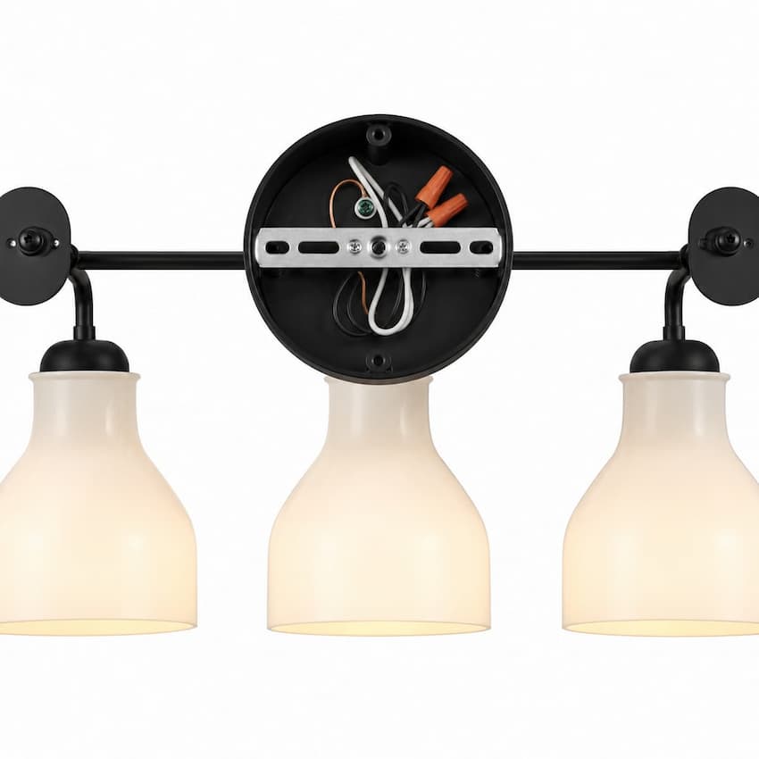 Alora Mood VL540322MBGO Westlake Modern Cottage Vanity Light with Matte Black Finish, Glossy Opal Glass Shades and Up or Down Wall Mounting