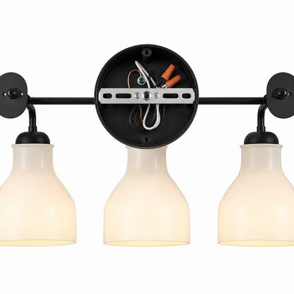 Alora Mood VL540322MBGO Westlake Modern Cottage Vanity Light with Matte Black Finish, Glossy Opal Glass Shades and Up or Down Wall Mounting