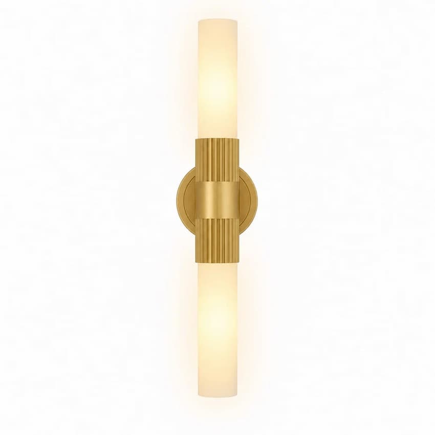 Alora Mood VL416102BG Rue 22-Inch 2-Light Vanity Light in Brushed Gold Finish with Glossy Opal Glass Shades