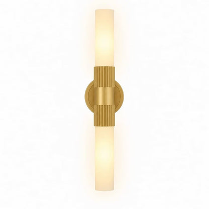 Alora Mood VL416102BG Rue 22-Inch 2-Light Vanity Light in Brushed Gold Finish with Glossy Opal Glass Shades