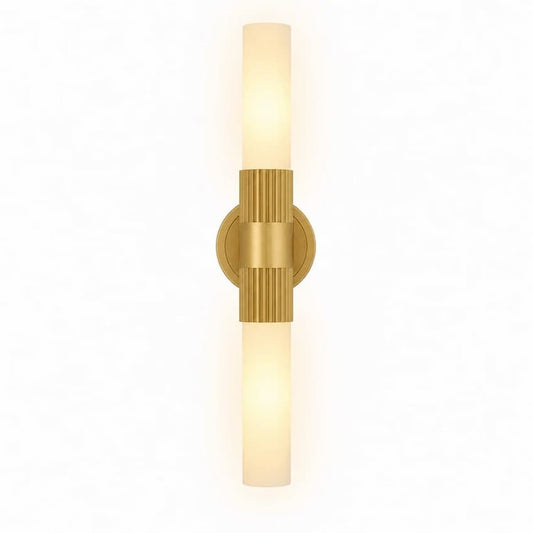 Alora Mood VL416102BG Rue 22-Inch 2-Light Vanity Light in Brushed Gold Finish with Glossy Opal Glass Shades