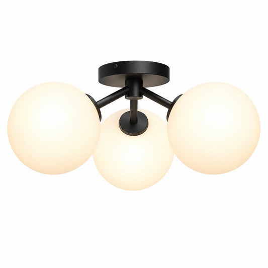 Alora Mood Cassia SF549315MBOP 17-Inch 3-Light Semi-Flush Mount in Matte Black with Matte Opal Glass Globes