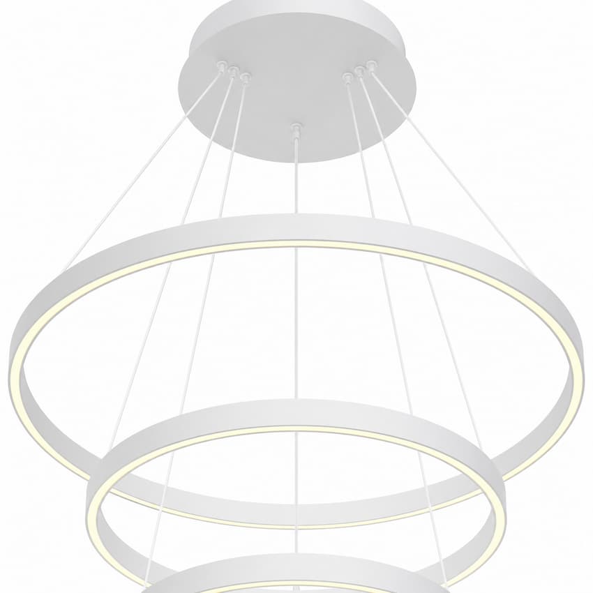 Kuzco CH87932 Cerchio contemporary 3-layer LED chandelier with aluminum construction and frosted silicone diffusers for dining rooms, foyers and modern interiors
