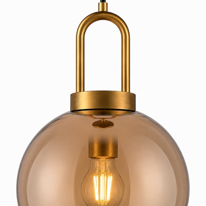 Alora Mood PD601608AGCP Soji Japanese Lantern-Inspired Pendant Ceiling Light with Aged Gold Finish and Copper Glass Globe Shade
