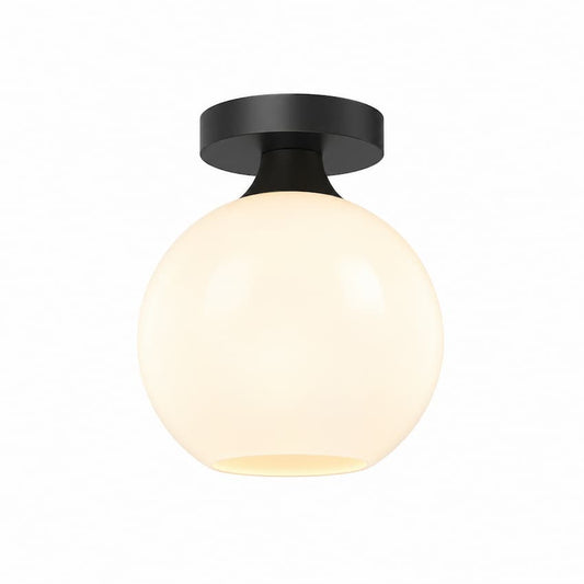 Alora Mood Castilla FM506108MBOP 8-Inch Flush Mount in Matte Black with Steel and Glass Construction