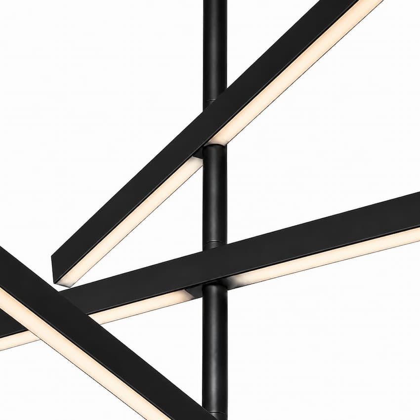 Kuzco CH10356 Vega 56-inch linear chandelier with configurable LED bars for symmetrical or asymmetrical sculptural arrangements