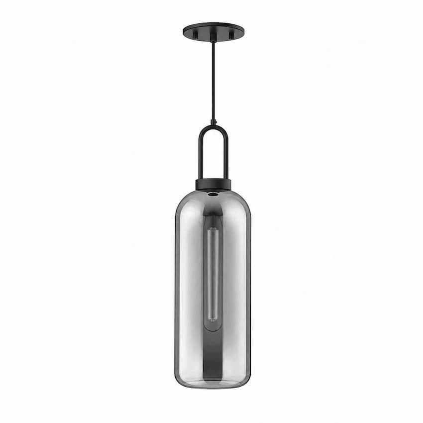 Alora Mood Soji Collection PD401606MBSM 1-Light Pendant with Matte Black Steel Hardware, Smoked Solid Glass Shade and E26 Bulb Base