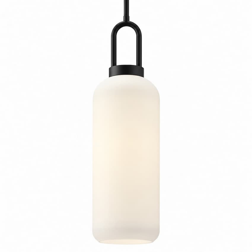 Alora Mood PD401606MBOP Soji Japandi Pendant Ceiling Light with Matte Black Finish, Opal Matte Glass and Japanese Lantern-Inspired Design