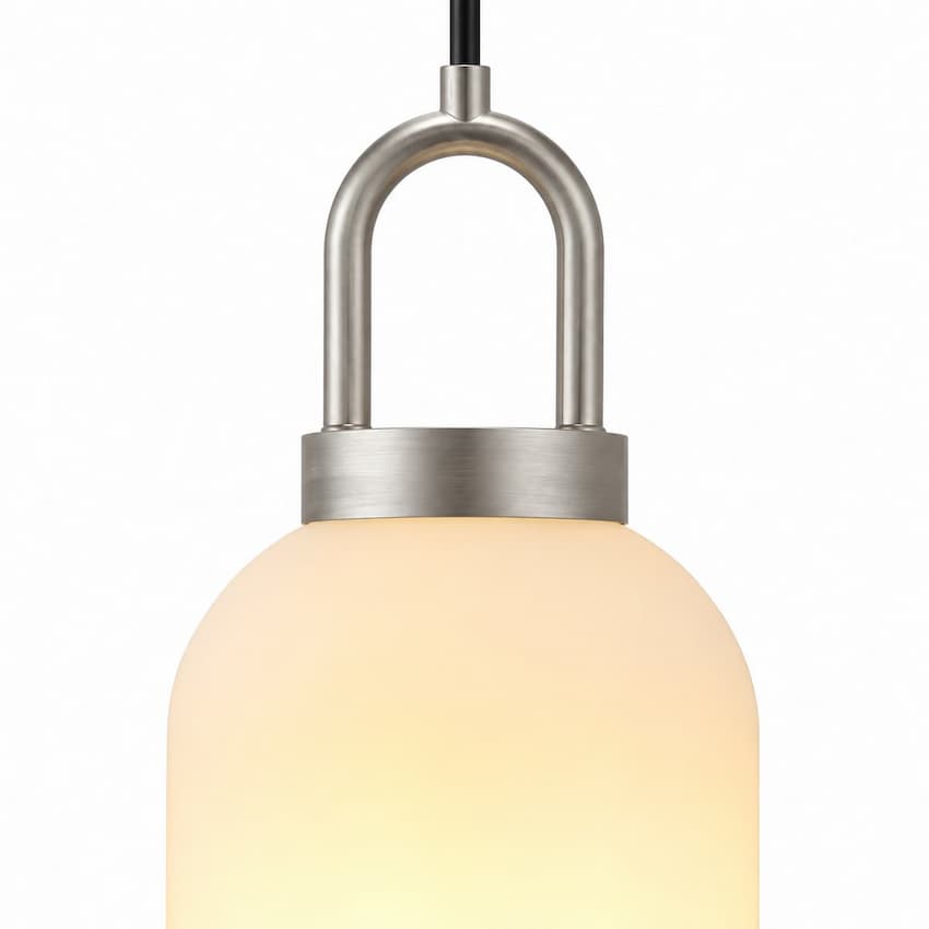 Alora Mood PD401505BNOP Soji Japandi Pendant Ceiling Light with Brushed Nickel Finish, Opal Matte Glass and Japanese Lantern-Inspired Design