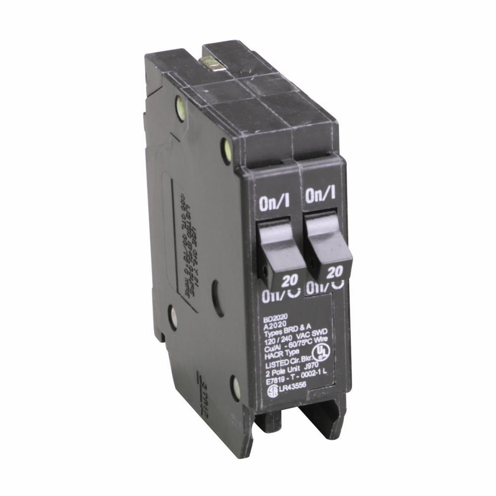 Eaton Cutler-Hammer 20/20 Amp 120V Duplex Plug-On Circuit Breaker 2 Pole 10kAIC