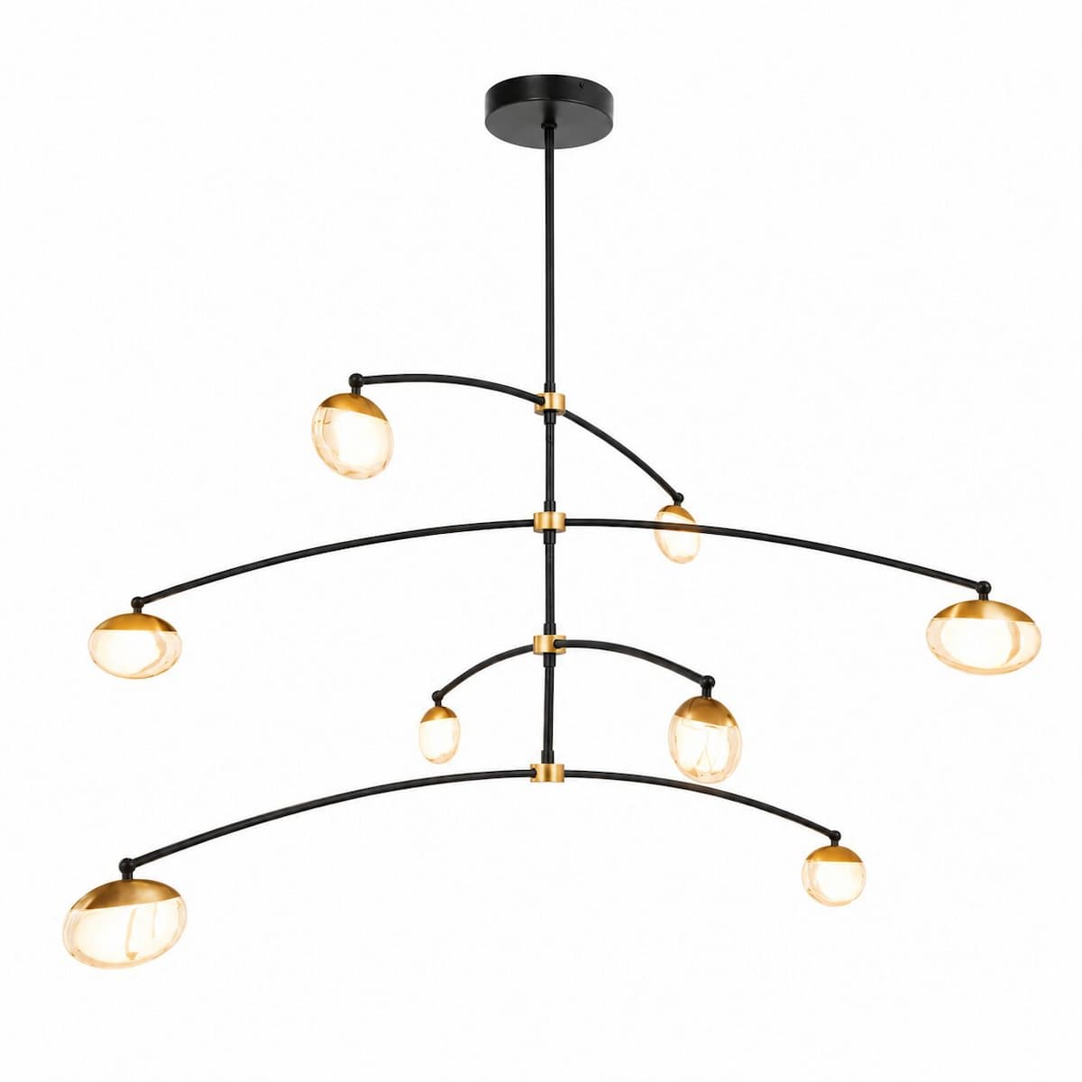 Abra Athena 10068PN 8-light pendant with crystal teardrops and cylinder glass shades for elegant modern interiors