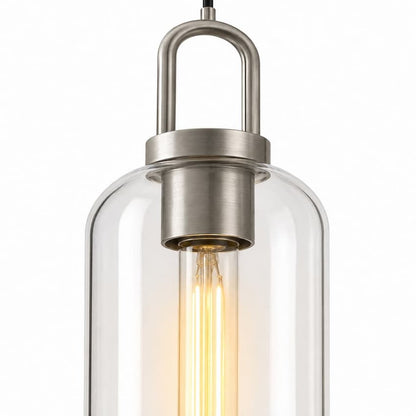 Alora Mood PD401606BNCL Soji Japandi Pendant Ceiling Light with Brushed Nickel Finish, Clear Glass Shade and Japanese Lantern-Inspired Design