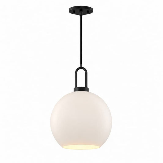Alora Mood Soji PD601710MBOP 10-Inch Pendant Light in Matte Black Finish with Opal Matte Glass Shade