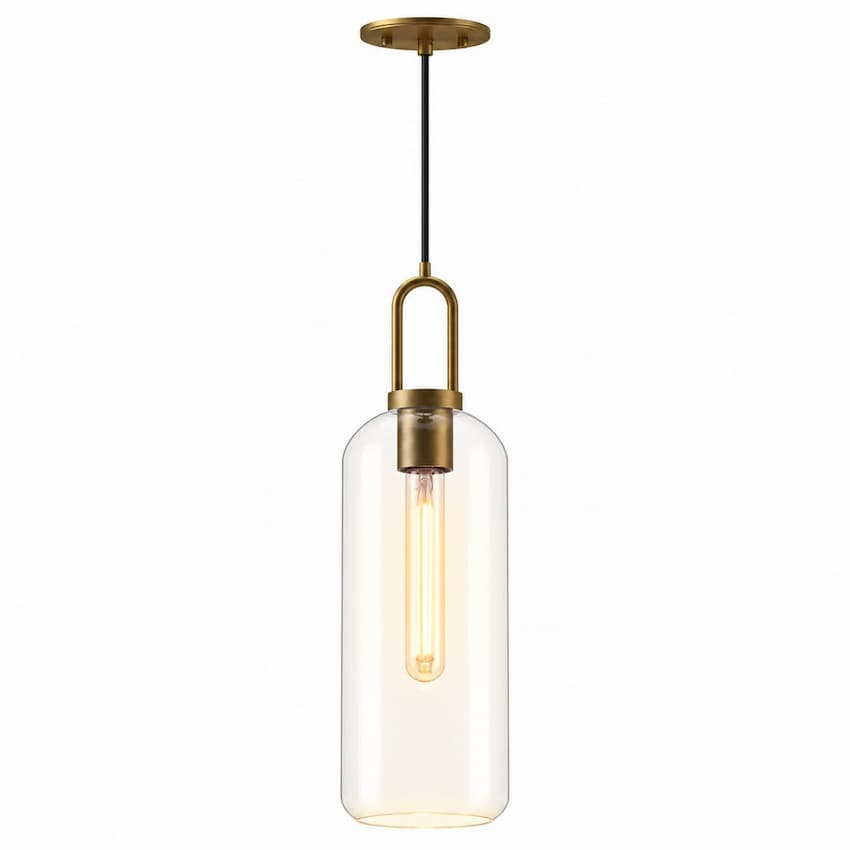 Alora Mood Soji PD401606AGCL 6-Inch Pendant Light in Aged Gold Finish with Clear Glass Shade