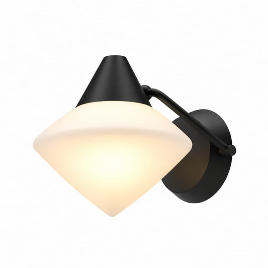 Alora Mood Nora WV537508MBOP 8-Inch Vanity Light in Matte Black with Matte Opal Glass Shade