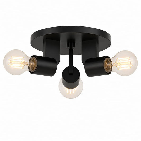 Alora Mood Claire SF607003MB 10-Inch 3-Light Semi-Flush Mount in Matte Black Steel Finish