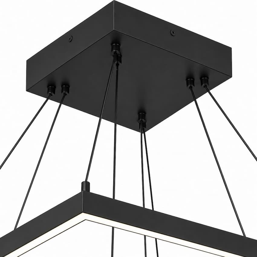 Kuzco Piazza CH88224-BK chandelier featuring a sleek black finish and integrated LED illumination for modern dining and living spaces
