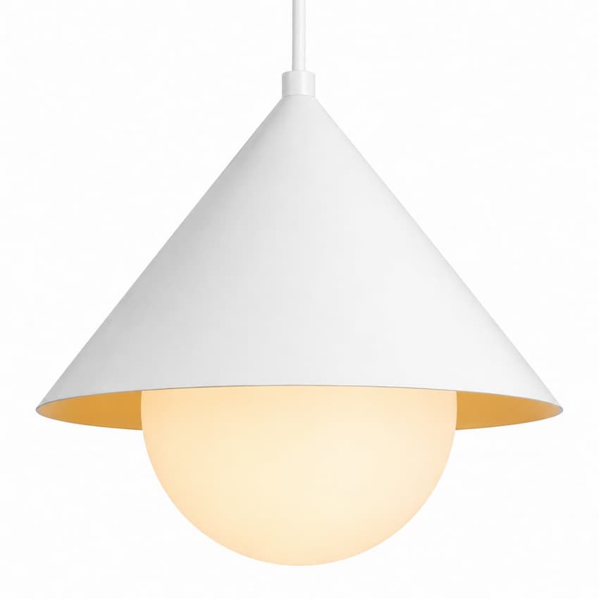 Alora Mood PD485214WHOP Remy Modern Pendant Ceiling Light in White with Opal Glass Shade, Downward Illumination and Sloped-Ceiling Adaptable Design
