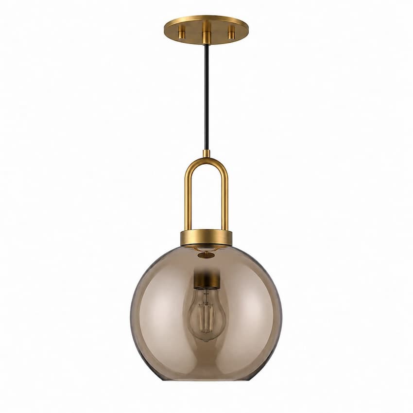 Alora Mood Soji Collection PD601608AGCP 1-Light Pendant Featuring Aged Gold Steel Hardware and Warm Copper Glass Shade