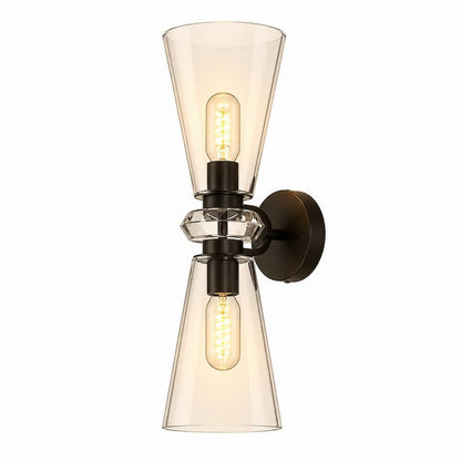 Alora Mood Salem WV570221MBCL 21-Inch 2-Light Vanity Light in Matte Black Finish with Clear Glass Crystal Details