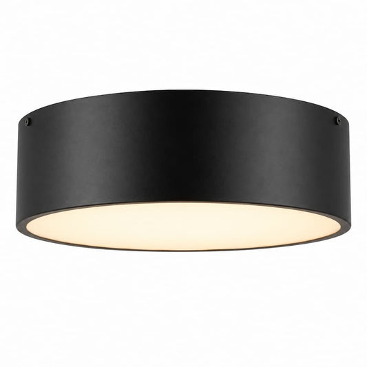 Alora Mood Brisbane FM556012MB 12-Inch 2-Light Flush Mount in Matte Black with Steel and Glass Construction