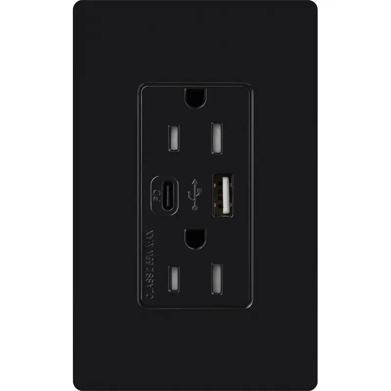 Lutron Claro USB charging receptacle in Black