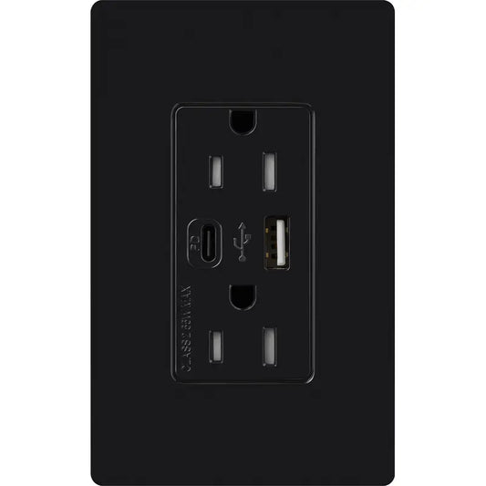 Lutron Claro USB charging receptacle in Black