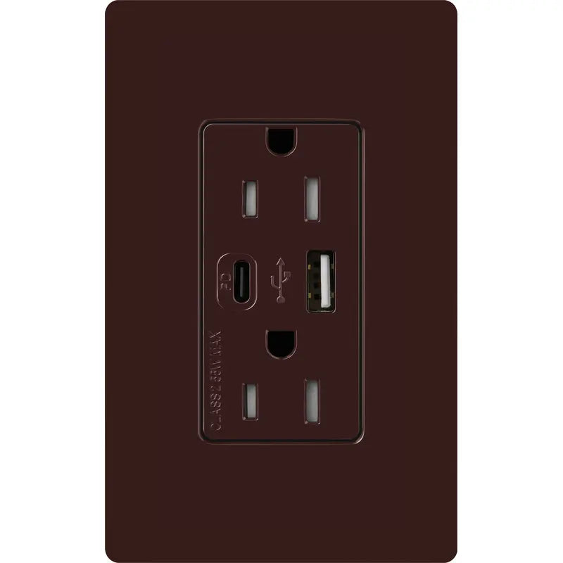 Lutron Claro USB charging receptacle in Brown