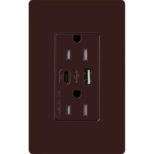Lutron Claro USB charging receptacle in Brown