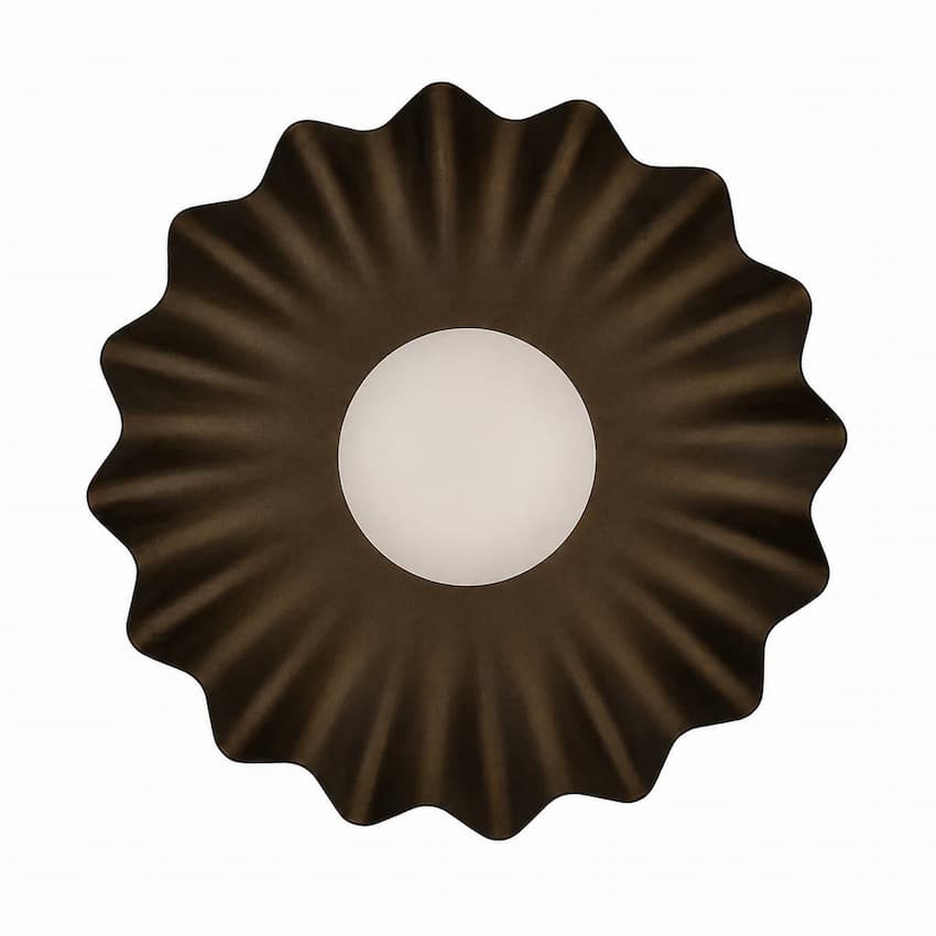 Alora Mood Soleil Collection WV436910MBOP-3WCCT-UNV Wall Vanity Light with Matte Black Sunburst Steel Shade, Opal Glass and Integrated LED